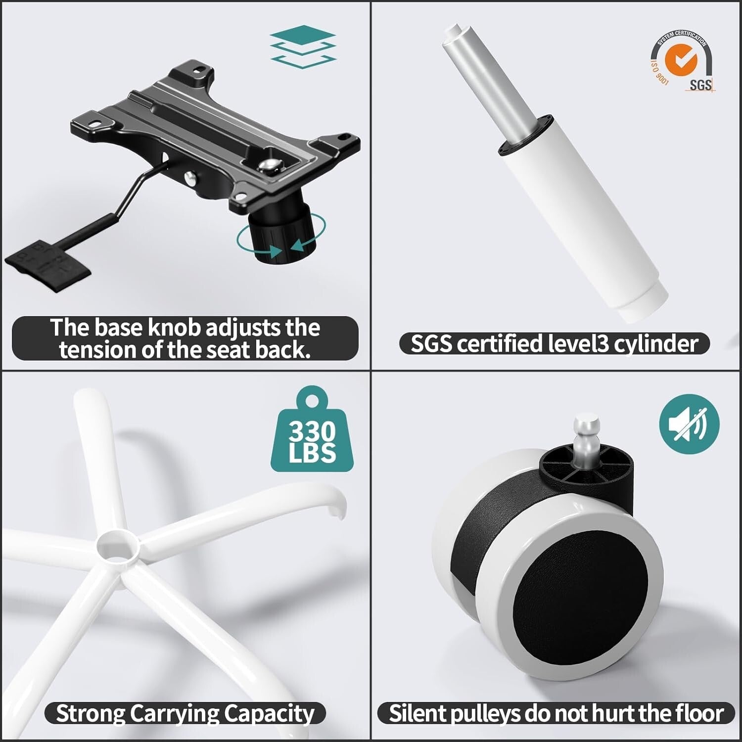 High Back Ergonomic Desk Chair with 360-Degree Swivel, Easy Assembly, 330 LBS