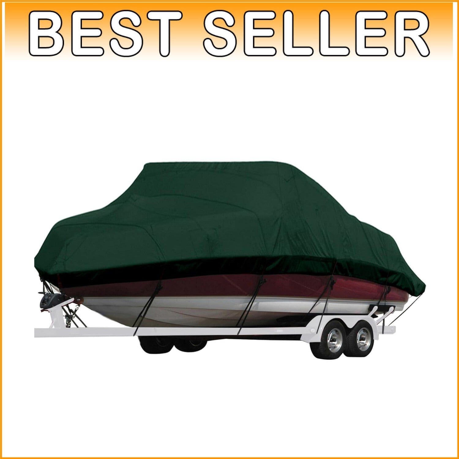 Forest Green Marine Cover for 20'-22' Bass & Runabout Boats - Secure Fit Design