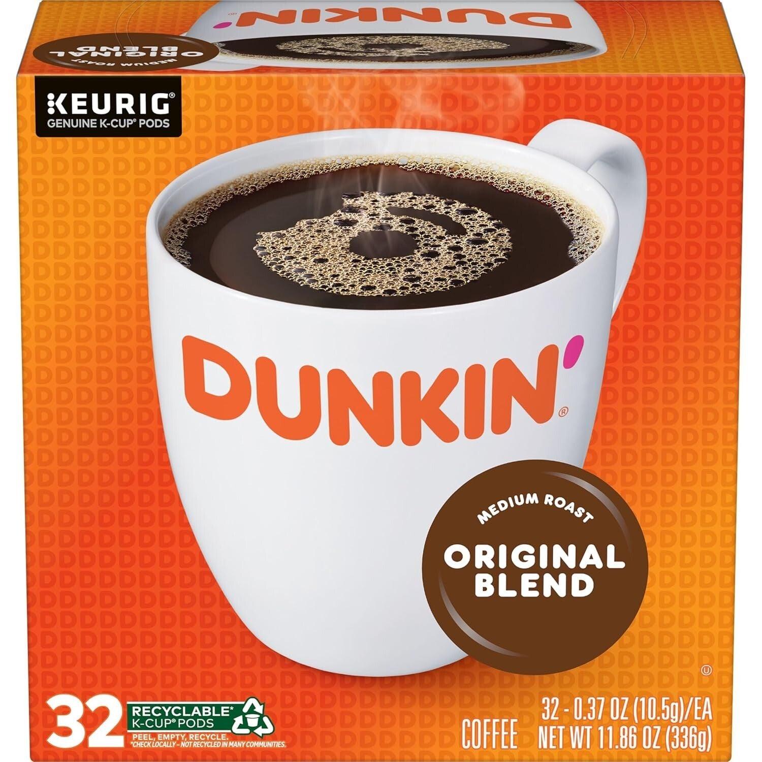 128 Dunkin Donuts Original Blend Medium Roast K-Cup Pods - Coffee Convenience