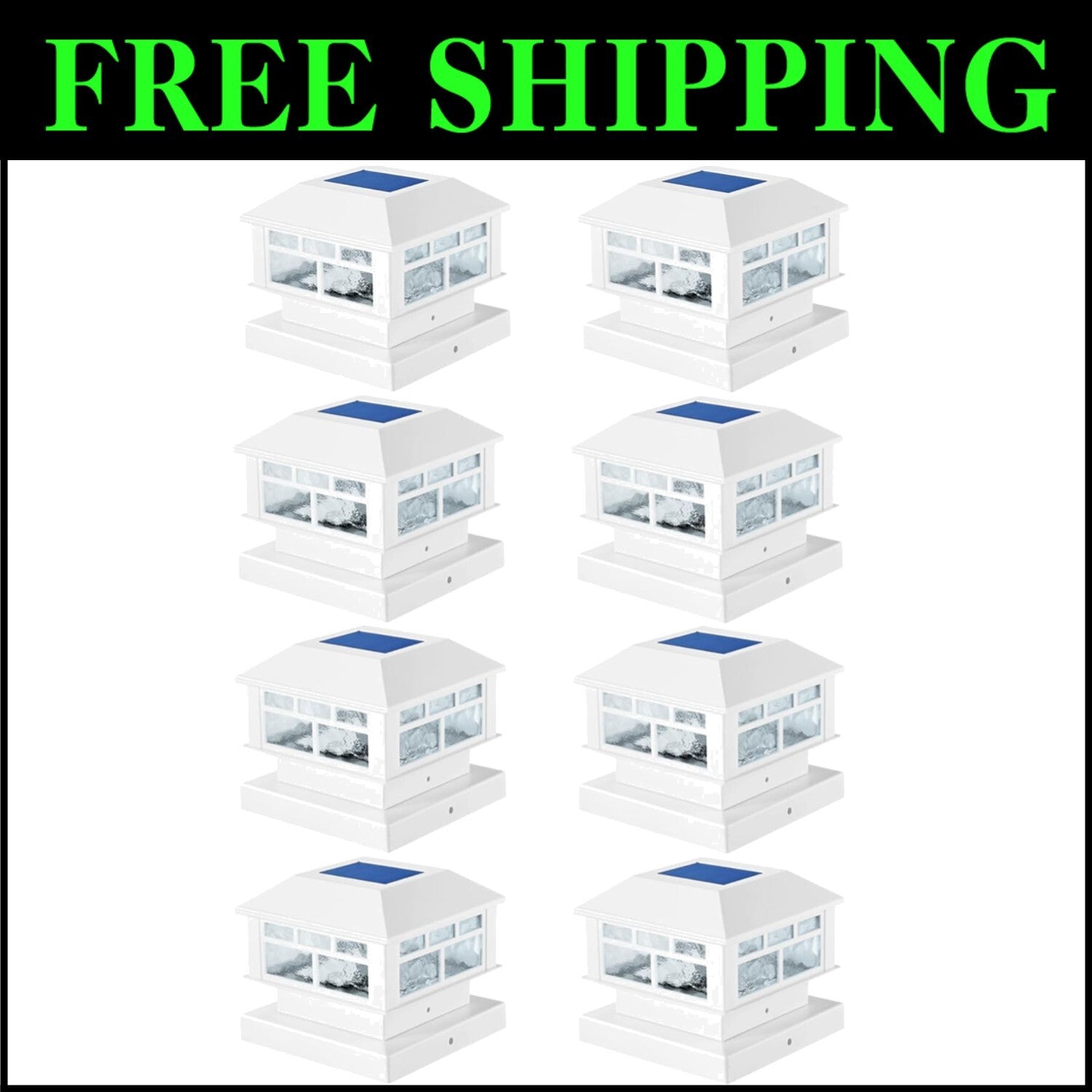 Durable Waterproof Solar Post Lights - 8 Pack with Warm & White Light Options
