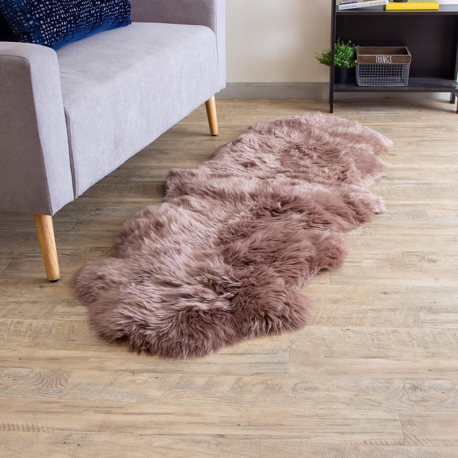 Luxurious 2' x 6' Genuine Sheepskin Rug - Soft & Natural Tan Area Decor