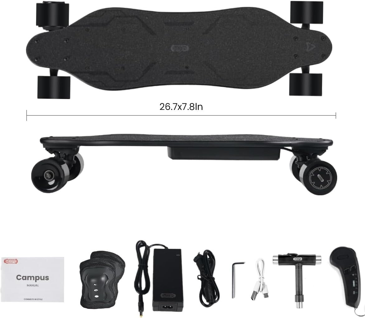 Durable Meepo Electric Skateboard for Teens & Adults: 8-Ply Maple, Easy to Carry