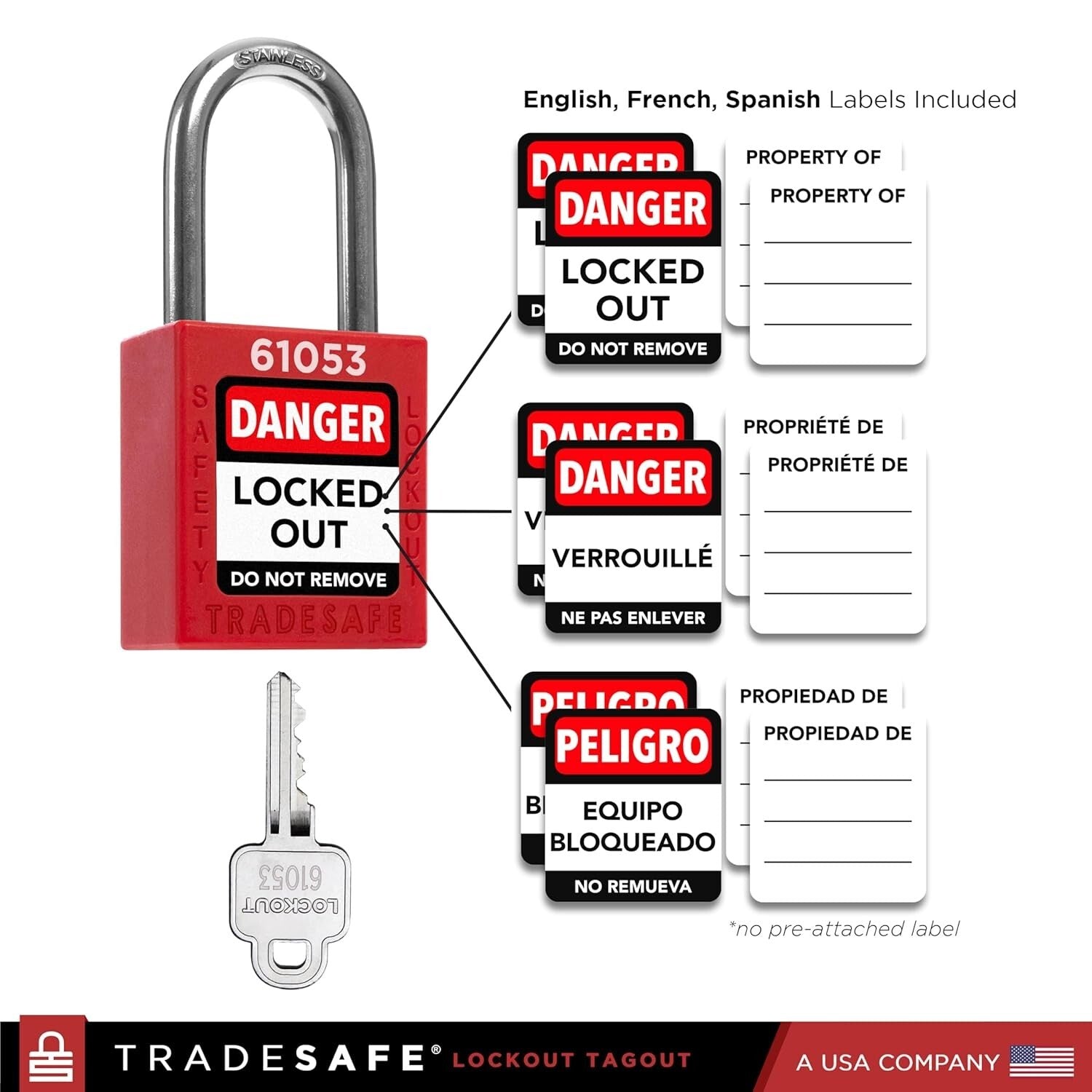 Durable 10-Piece Red Lockout Padlock Set - Keyed Different & Corrosion Resistant