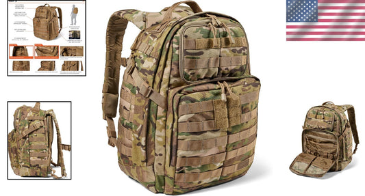 Water-Resistant Tactical Backpack - 37L Rush 24 2.0 for Outdoor Adventures