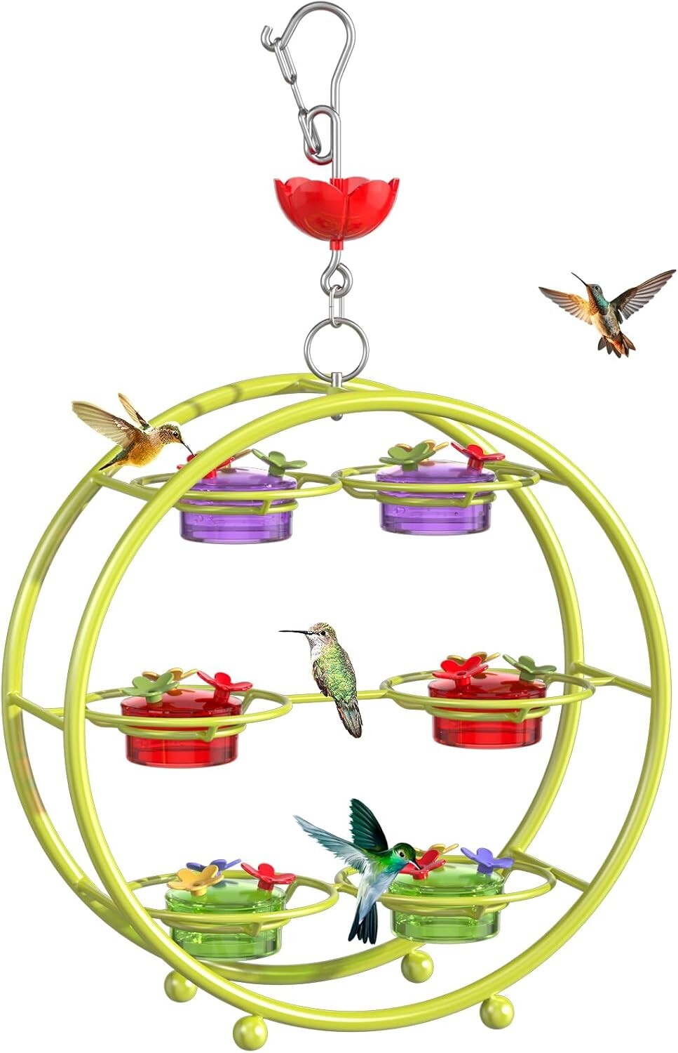 Unique Multi-Port Hummingbird Feeder - Top Fill & Leak-Proof Design in Green