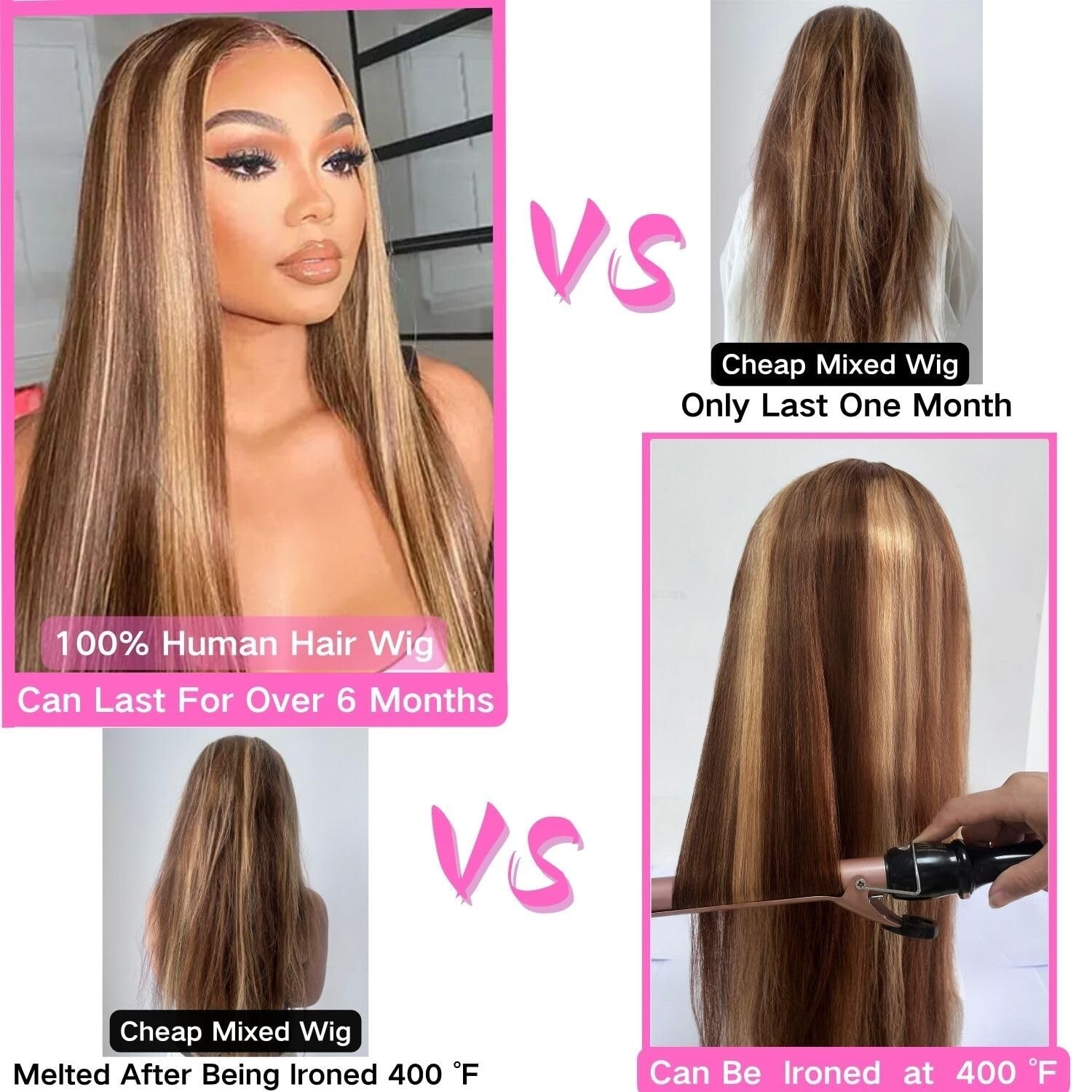 Versatile Ombre Lace Wig - 32 Inch Straight Human Hair, Glueless Cap Design