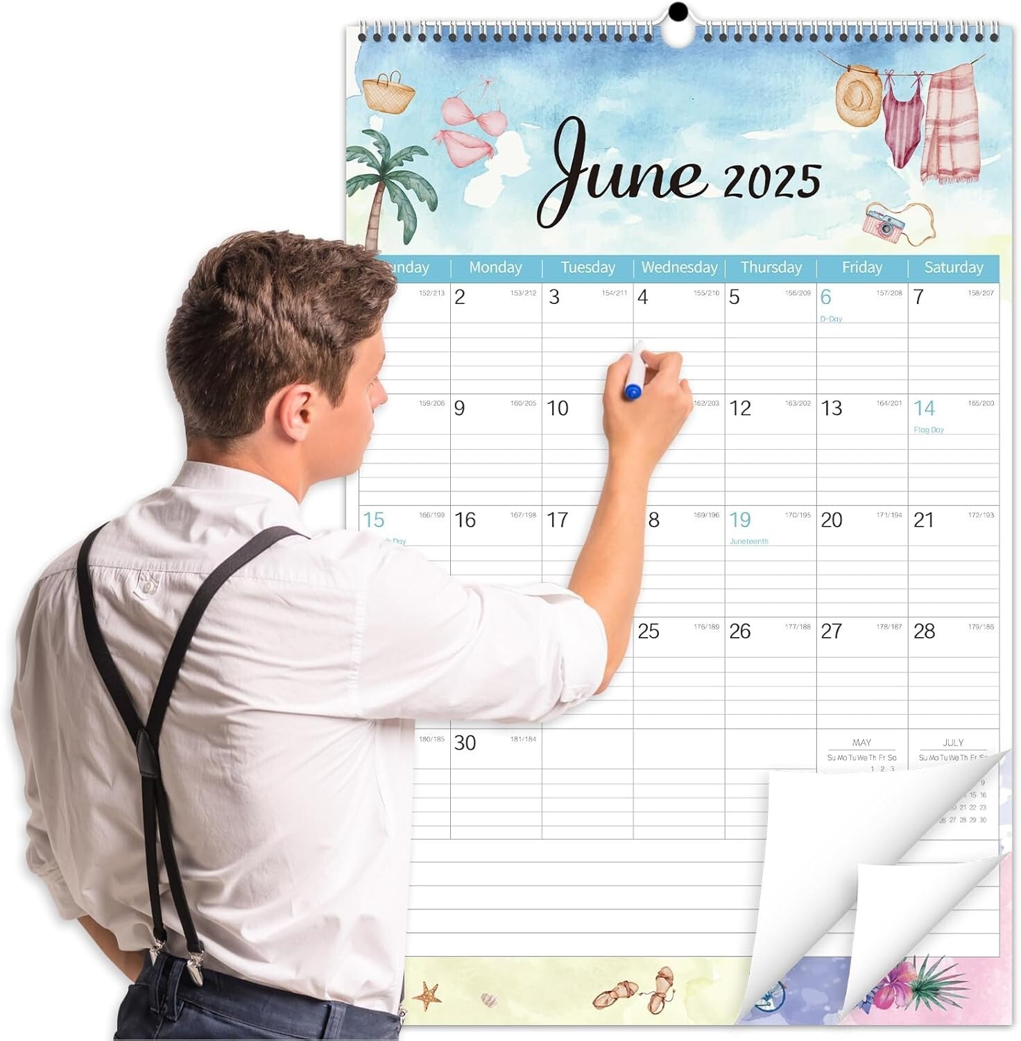 Beautiful Watercolor Extra Large Wall Calendar 2025 - 36x24 Planning Masterpiece