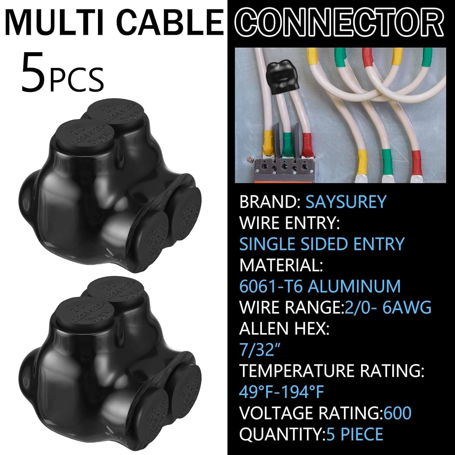 Premium 5-Pack Multi Cable Connectors with Insulation - Ideal for Professionals