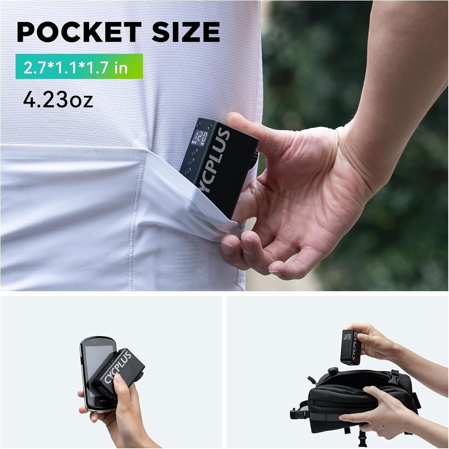 Compact 120 PSI Mini Inflator for E-Bikes and Mountain Bikes - Auto Stop Feature