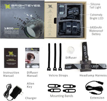 Load image into Gallery viewer, Ultimate Rechargeable 1200 Lumen Bike Light Set with Diffuser and Taillight