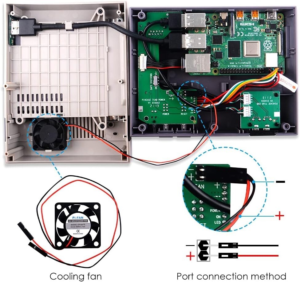 All-in-One NES Design Raspberry Pi 4 Case with Cooling, SSD, and Power Supply