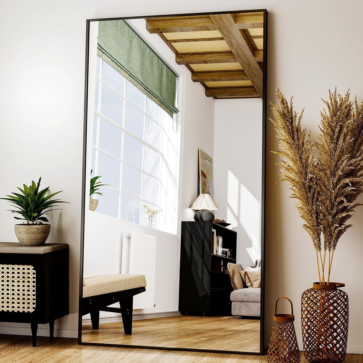 Multi-Functional Aluminum Full Body Mirror - Versatile 38"x77" Size for Home
