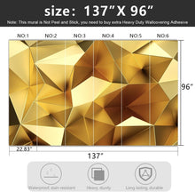 Load image into Gallery viewer, Large 137" x 96" Gold Geometry Wallpaper - Luxury Fabric Mural for Living Room
