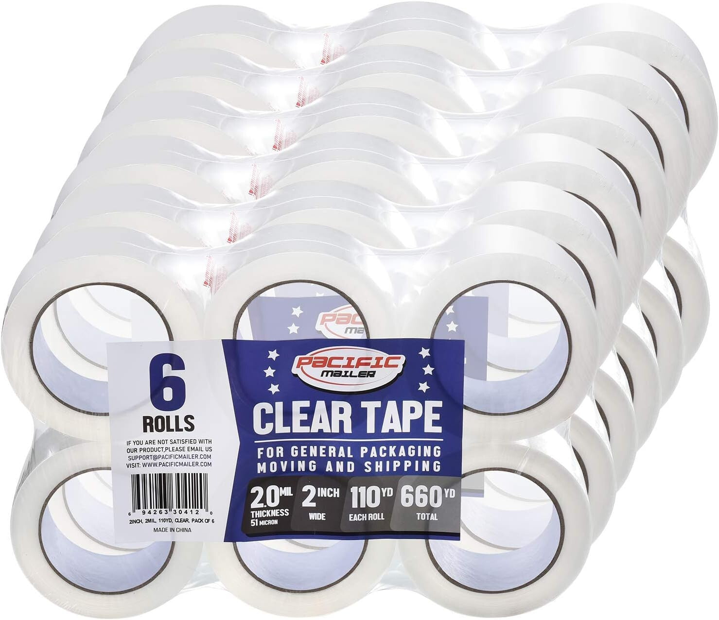 BOPP Clear Packing Tape, 2 Inch Wide, 2.0 Mil Thickness - 36 Rolls Value Pack