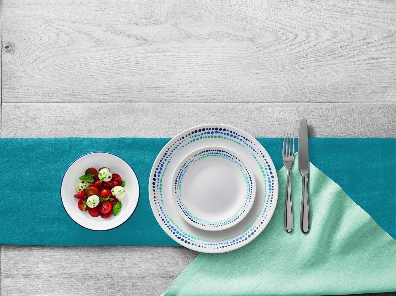 Classic Ocean Blue Dinnerware Set for 6 - Lightweight, Dishwasher Safe & Stylish