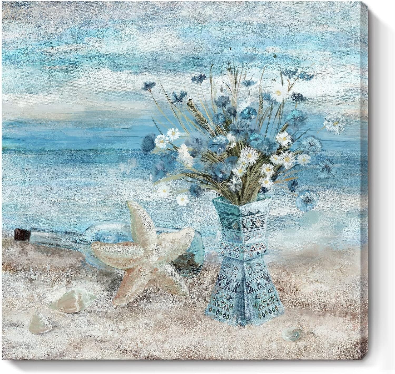Eye-Catching 30x30 Seascape Canvas - Framed Beach Artwork for Home