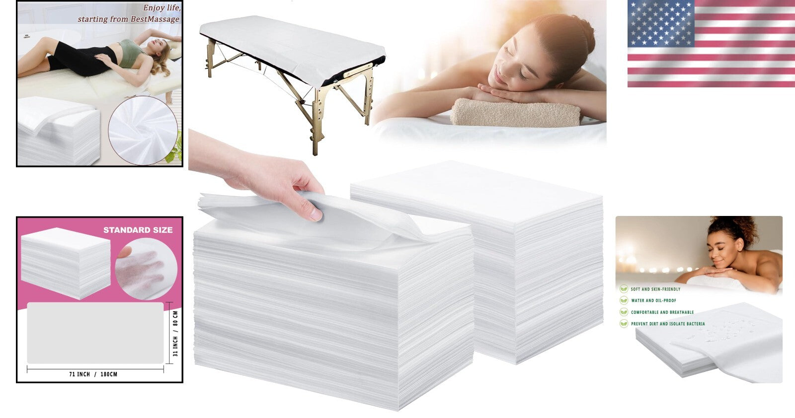 Breathable Waterproof Disposable Bed Sheets for Massage & Beauty Treatments