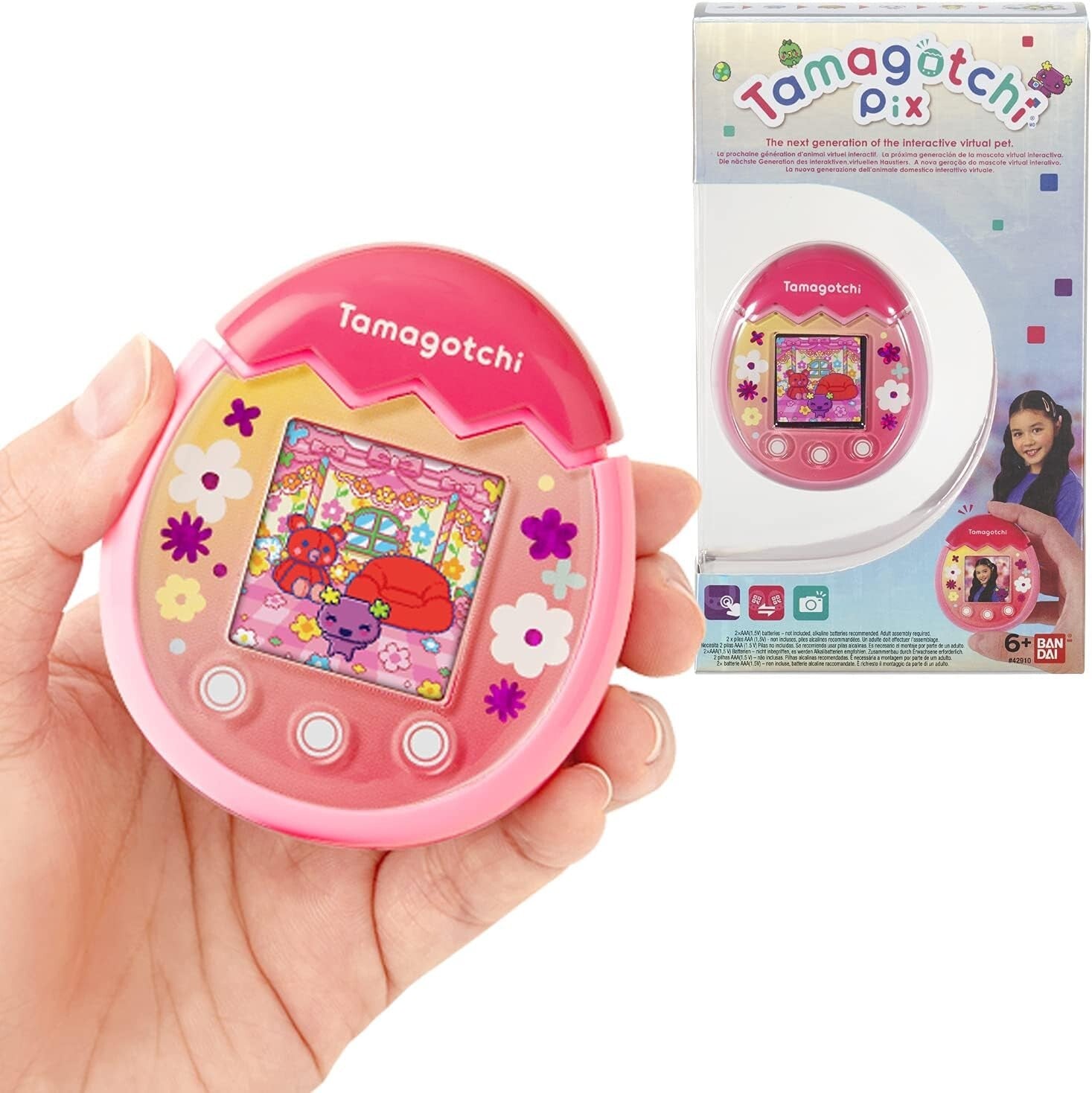 Tamagotchi Pix Floral Interactive Pet: 100 Friends & Playdate Fun Awaits!