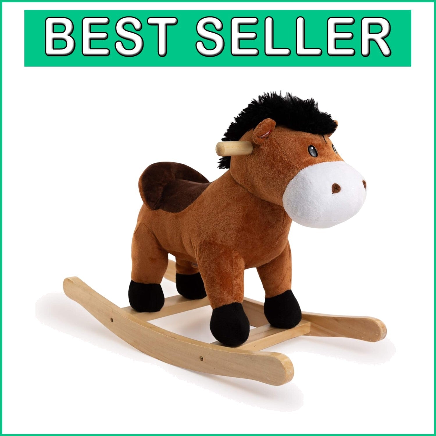 Cuddle-Ready Rocking Brown Horse with Sound - Ideal for Imaginative Play