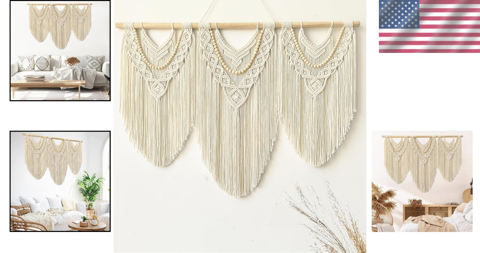 Elegant Large Macrame Tapestry - 43" x 32" Handmade Wall Decor for Any Room