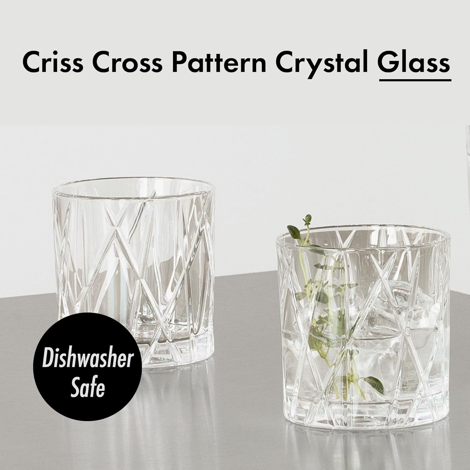 Elegant Dishwasher Safe Crystal Whiskey Glass Set - 11 Oz. Capacity, 4-Piece