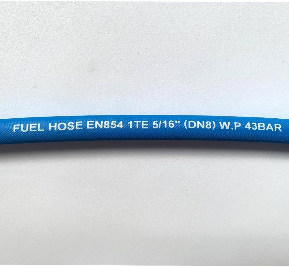 15FT High Pressure Fuel Hose 5AN 5/16" with 6 Clamps - Durable Rubber Blue