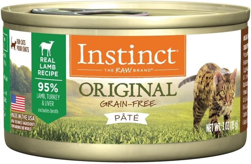 High Protein Grain-Free Cat Food - Original Lamb Pate, Pack of 24 Cans per 3 oz