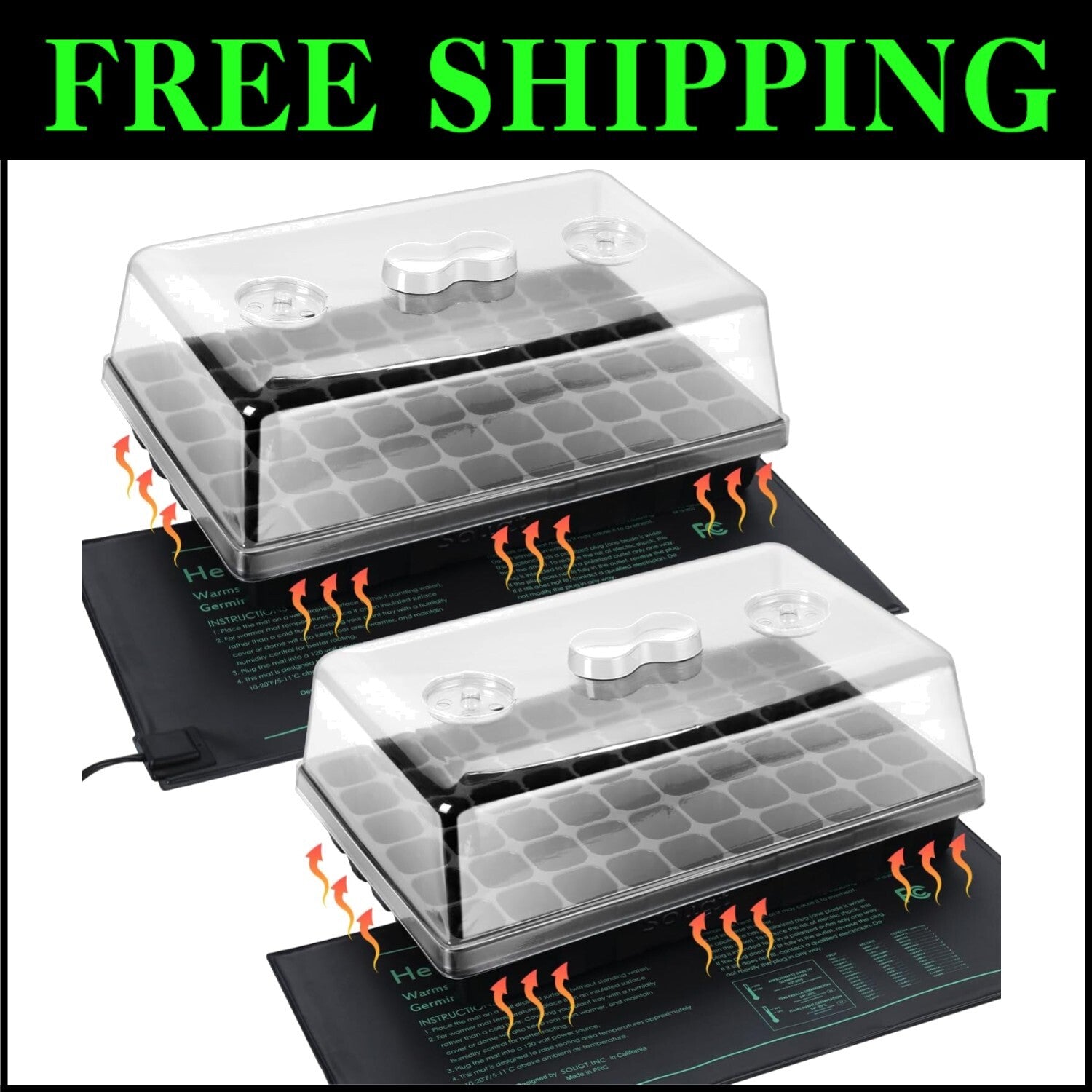 Heavy Duty Seedling Starter Kit with Heat Mats - Perfect for Herbs & Vegetables