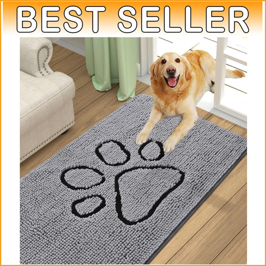 Machine Washable Chenille Dog Door Mat - 70''L x 24''W for Mud-Free Spaces