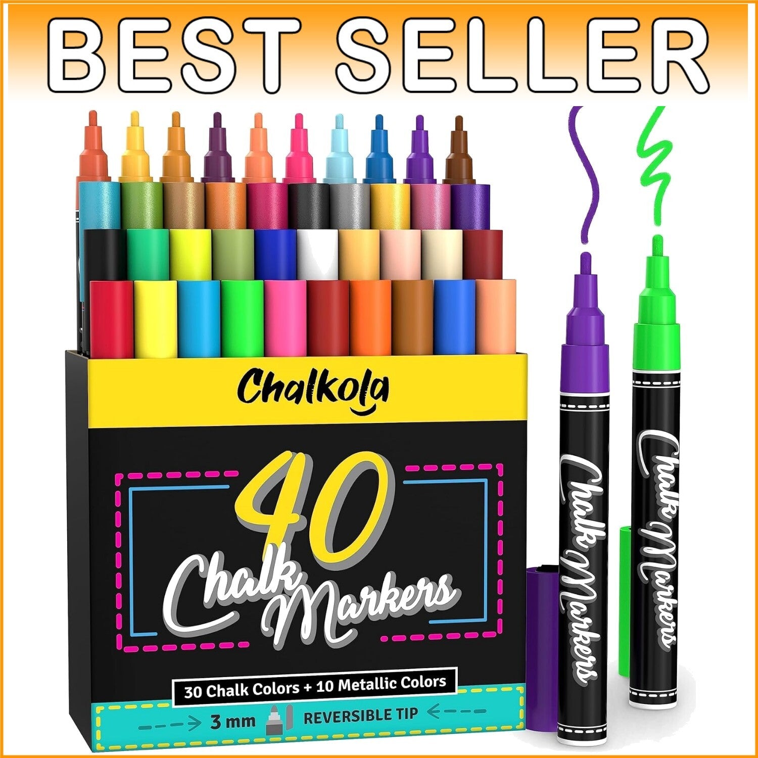 Versatile 40-Pack Liquid Fine Tip Chalk Pens for All Non-Porous Surfaces