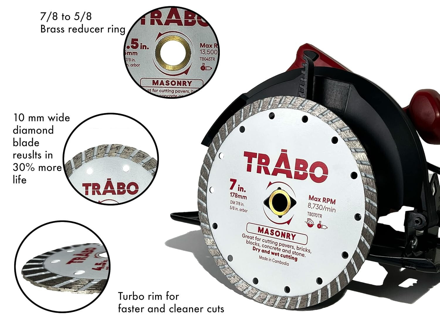 Durable 7-Inch Turbo Rim Diamond Blades - Ideal for Masonry & Metal Cutting