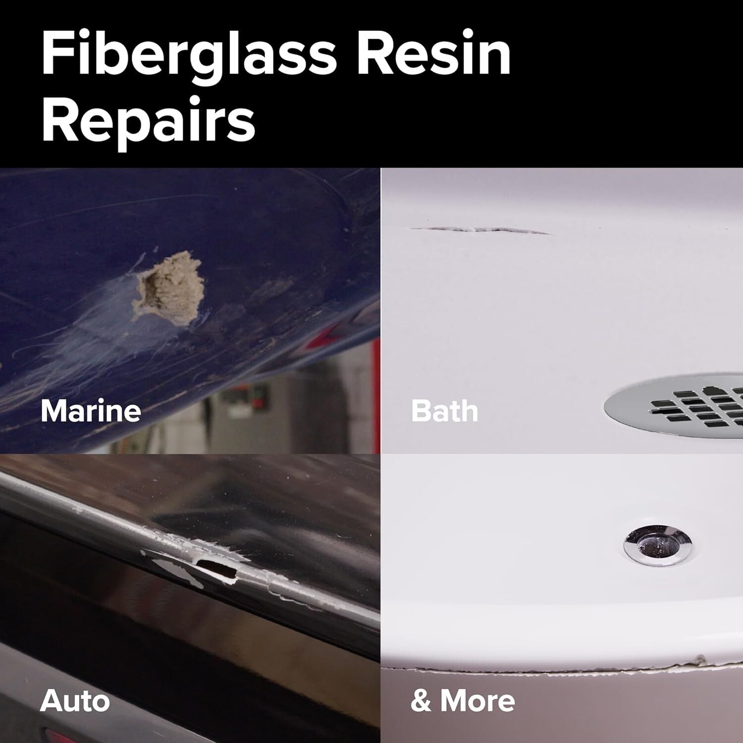 Lightweight Fiberglass Resin for Quick Repairs - Ideal for Tub, Boat, and Pool