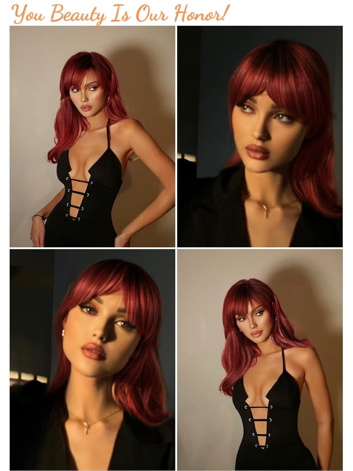 Natural-Looking Dark Red Synthetic Wig - Ideal for Everyday & Events