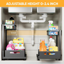 Load image into Gallery viewer, Premium Metal Pull-Out Under Sink Organizers - Height Adjustable, Black Finish