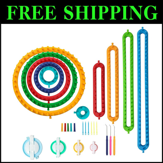 Lightweight Knitting Loom Kit with Spare Pegs and Helpful Videos for Beginners