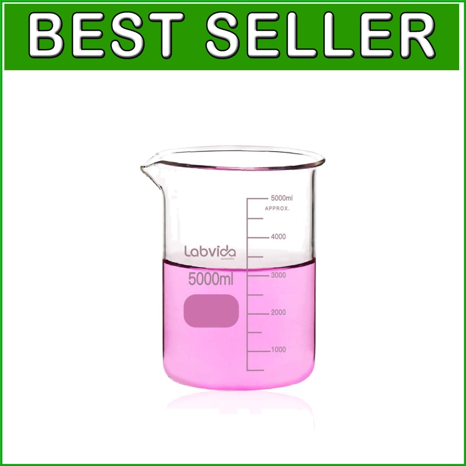 Durable 3.3 Borosilicate Glass Beaker, 5000ml - For Accurate Lab Measurements