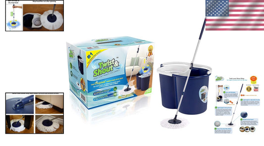 Award-Winning Hand Push Spin Mop with 2 Microfiber Heads - Effortless Cleaning