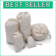 Load image into Gallery viewer, Versatile 100% Cotton Muslin Drawstring Bags – Perfect for Gifting &amp; Organizing