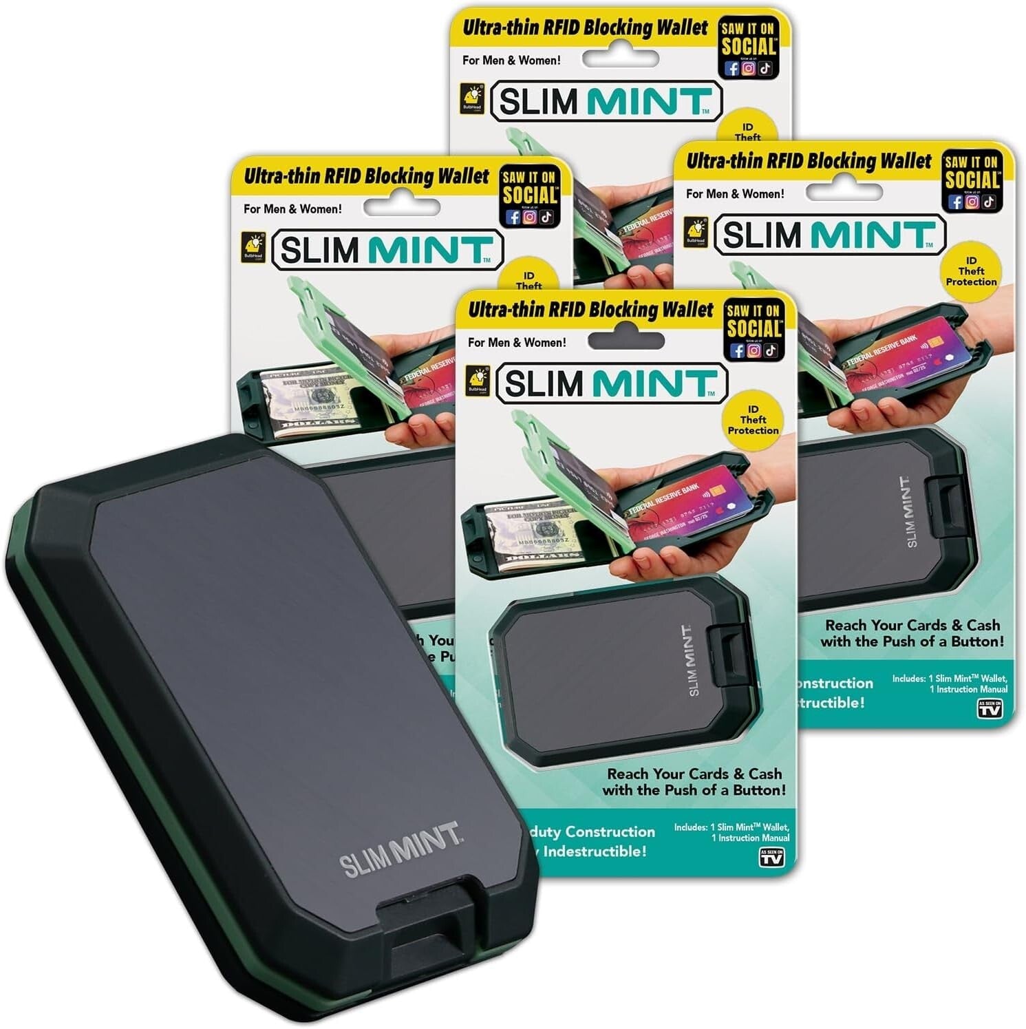 Compact RFID Wallet Set - Ultra-Thin Design for Effortless Organization, 4 Pack