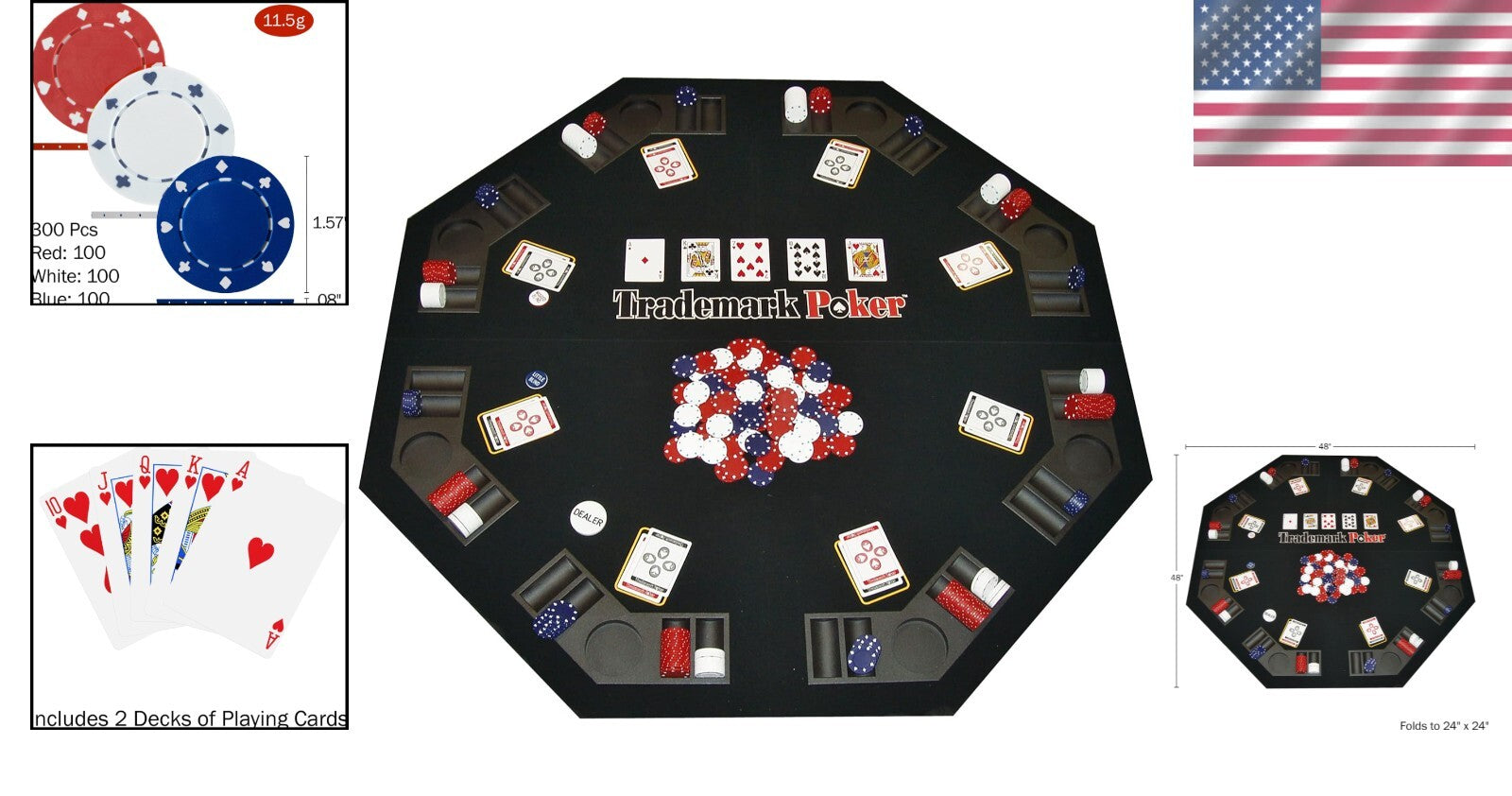 Texas Hold 'Em Poker Table Topper - Folds for Easy Travel and Storage