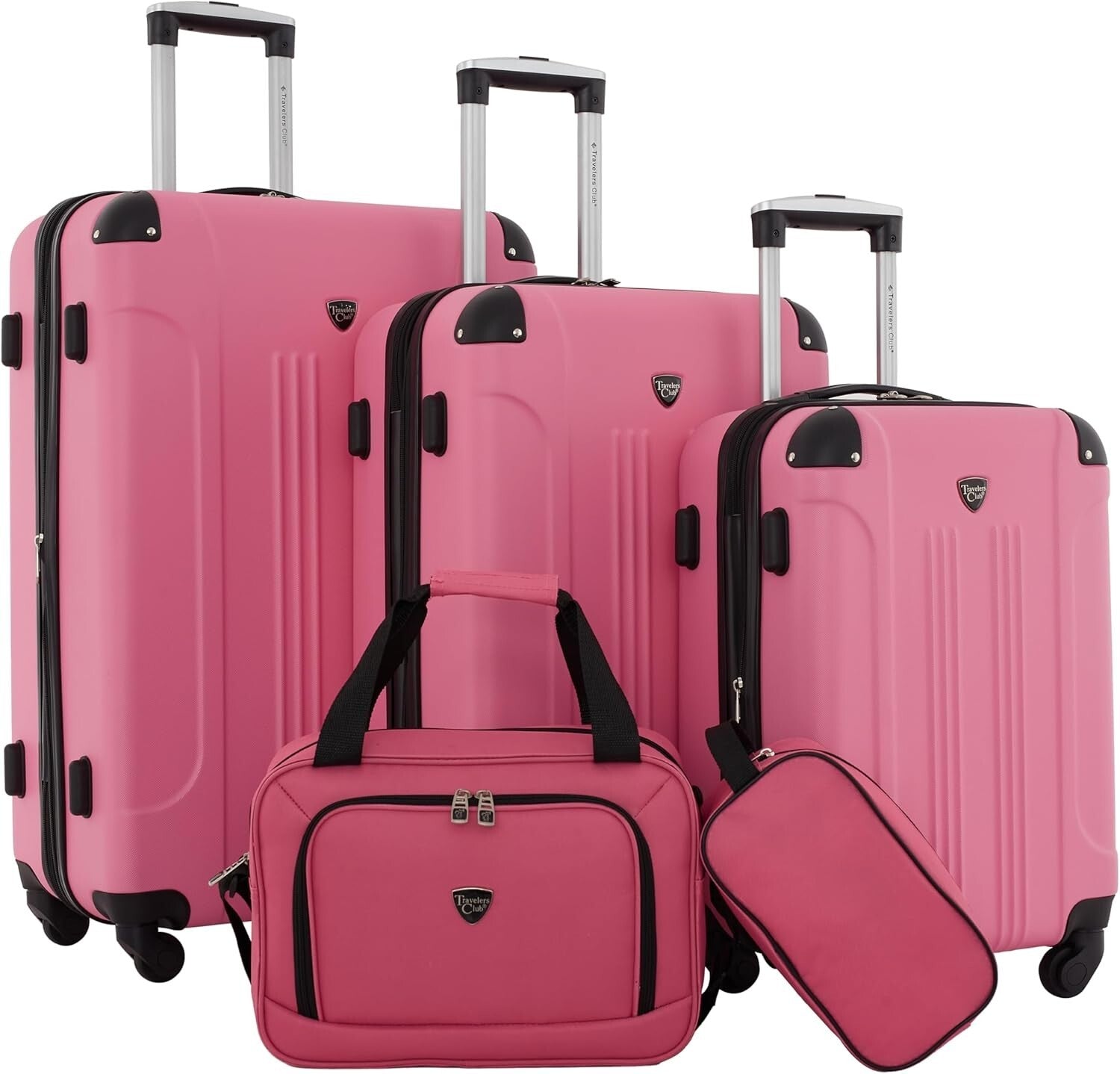 Vibrant Hot Pink Chicago 5-Piece Expandable Luggage Set with Smooth-Glide Wheels