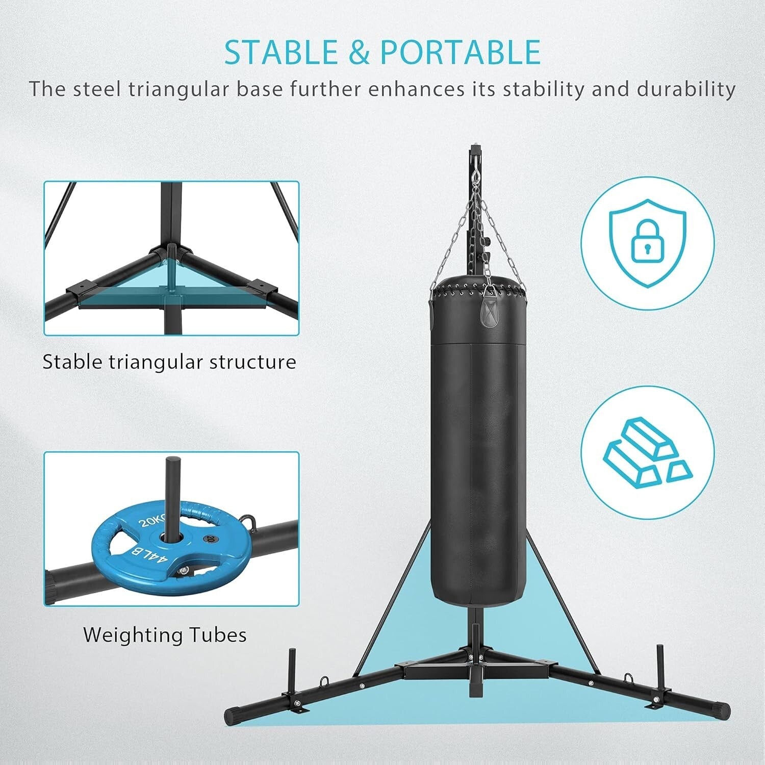 Foldable Boxing Bag Stand - Adjustable, Space-Saving & Sturdy for Home Fitness