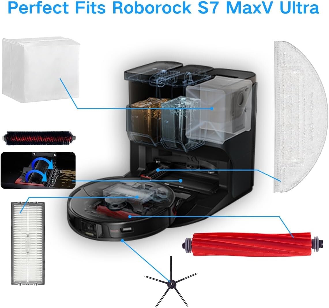 16-Piece Accessories Kit for Xiaomi Roborock S7 MaxV Ultra Vacuum Cleaner