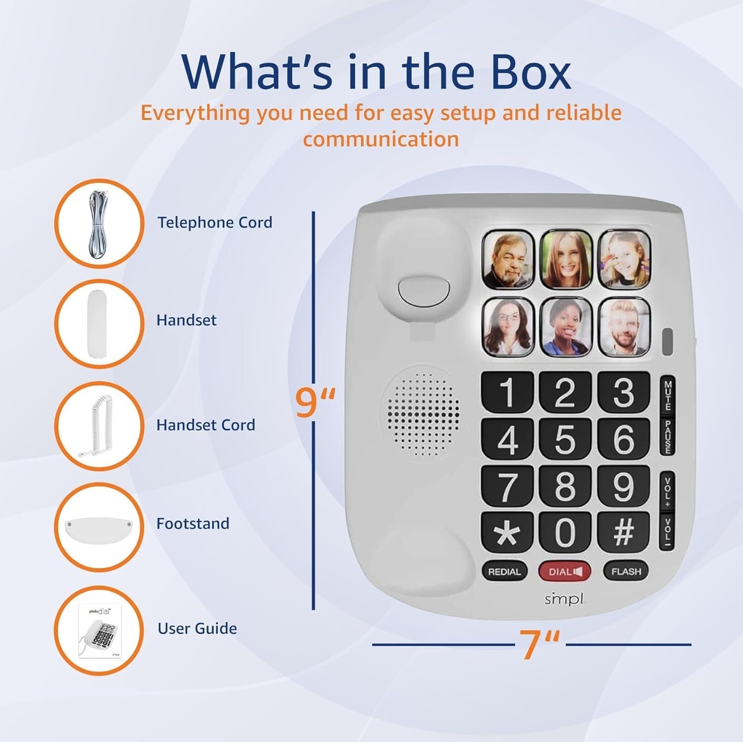 Compact Hands-Free Phone with Large Buttons & Memory for Easy Communication