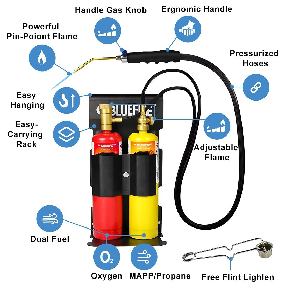 Heavy-Duty Oxypropane Cutting Torch Kit with Flint Lighter - Offers 5252°F Heat