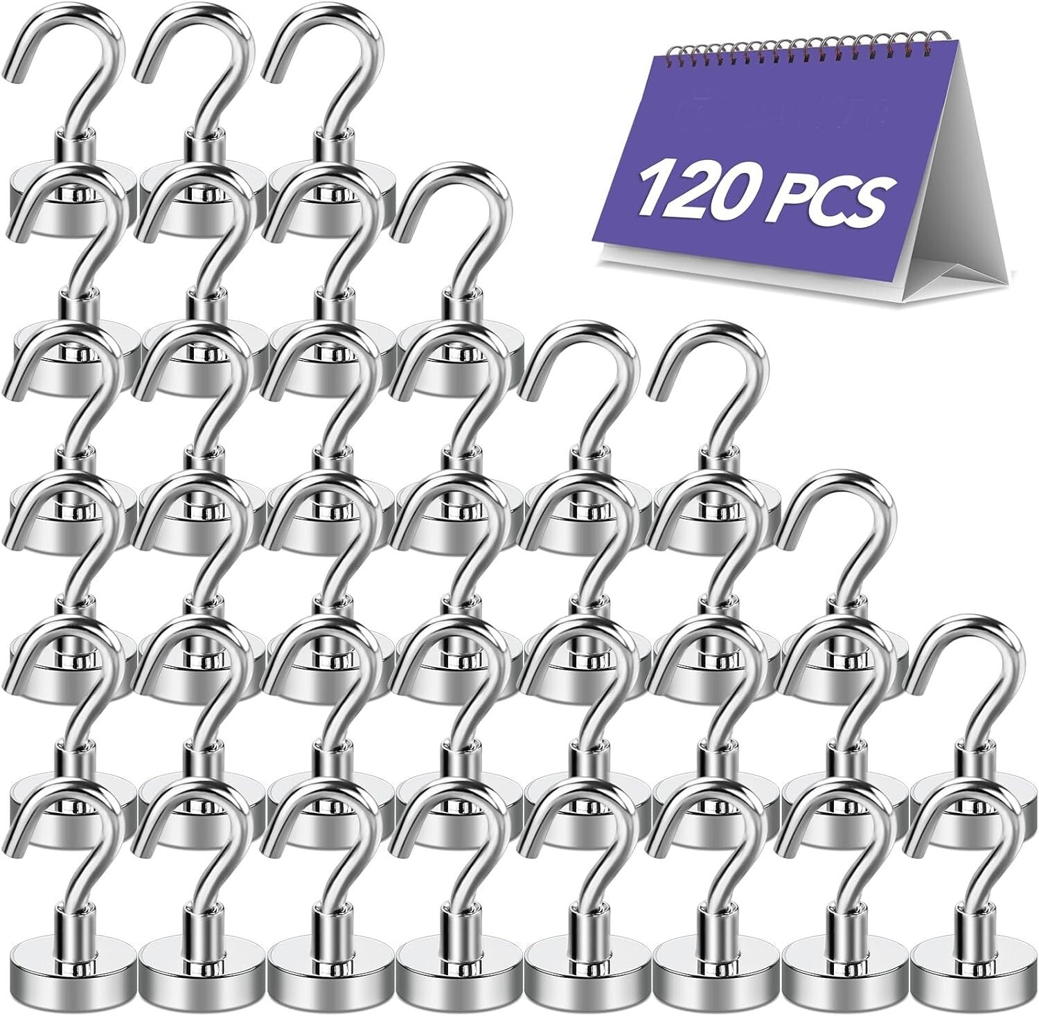 30LB Heavy-Duty Neodymium Magnetic Hooks - 120 Pack for Ultimate Organization