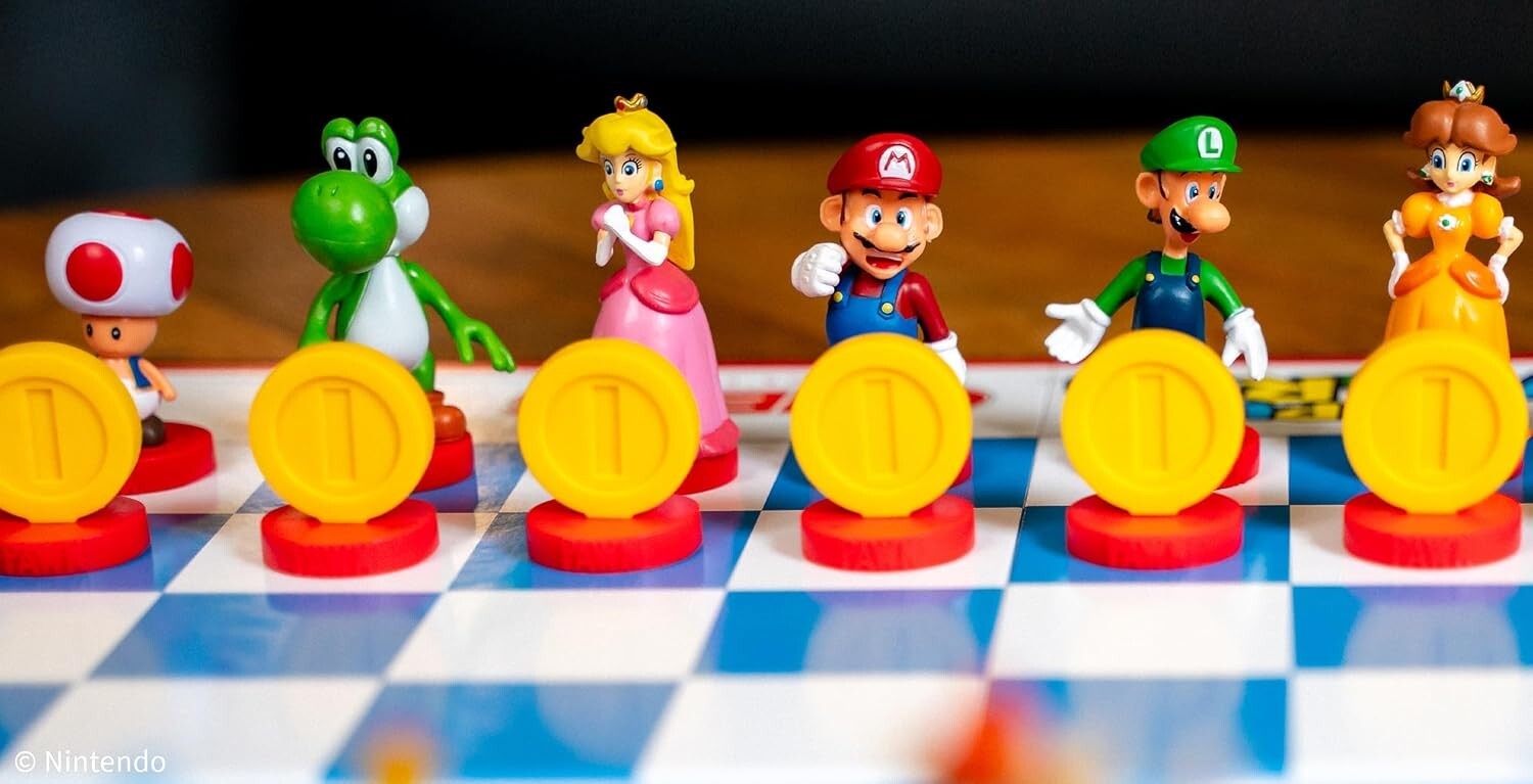 Unique Super Mario Chess Game with 32 Sculpted Pieces - Ideal for Collectors
