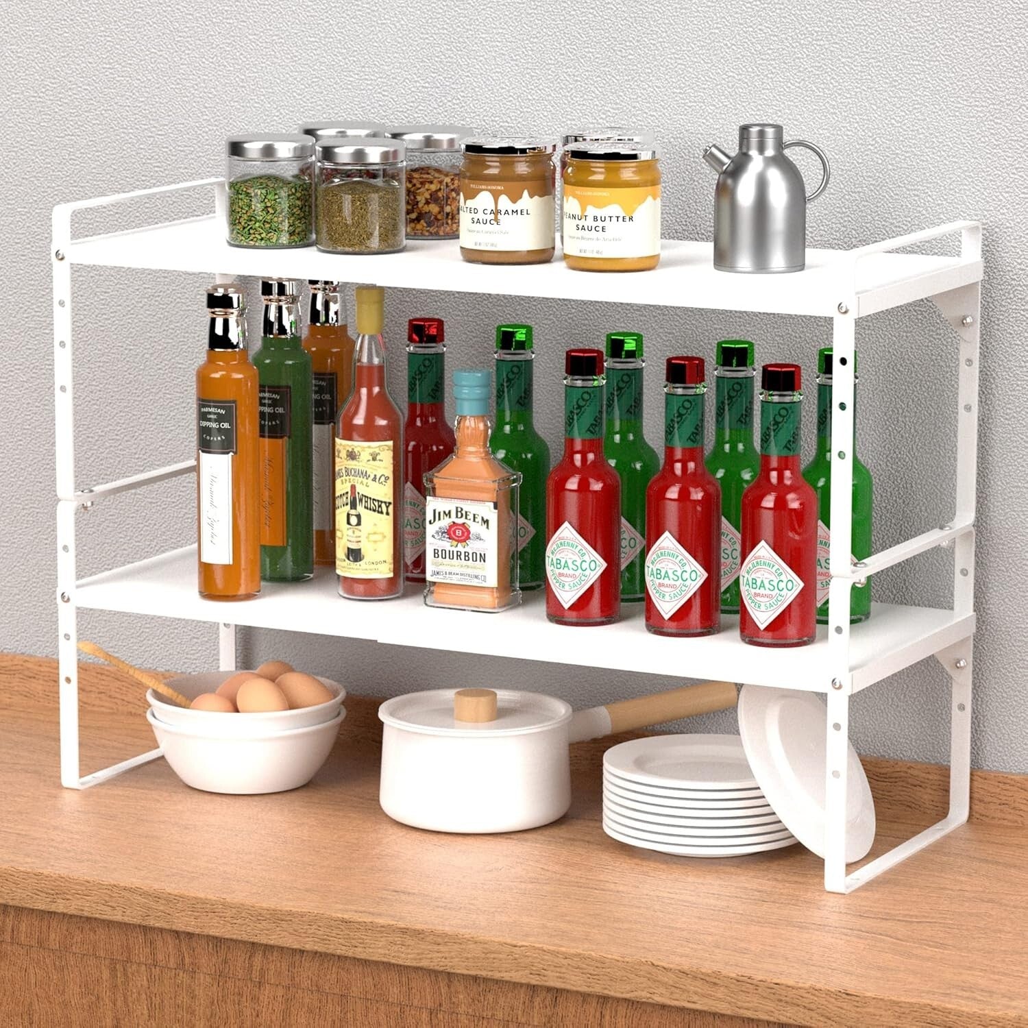 Expandable 2-Pack Heavy-Duty Steel Kitchen Organizer Rack - Adjustable Design