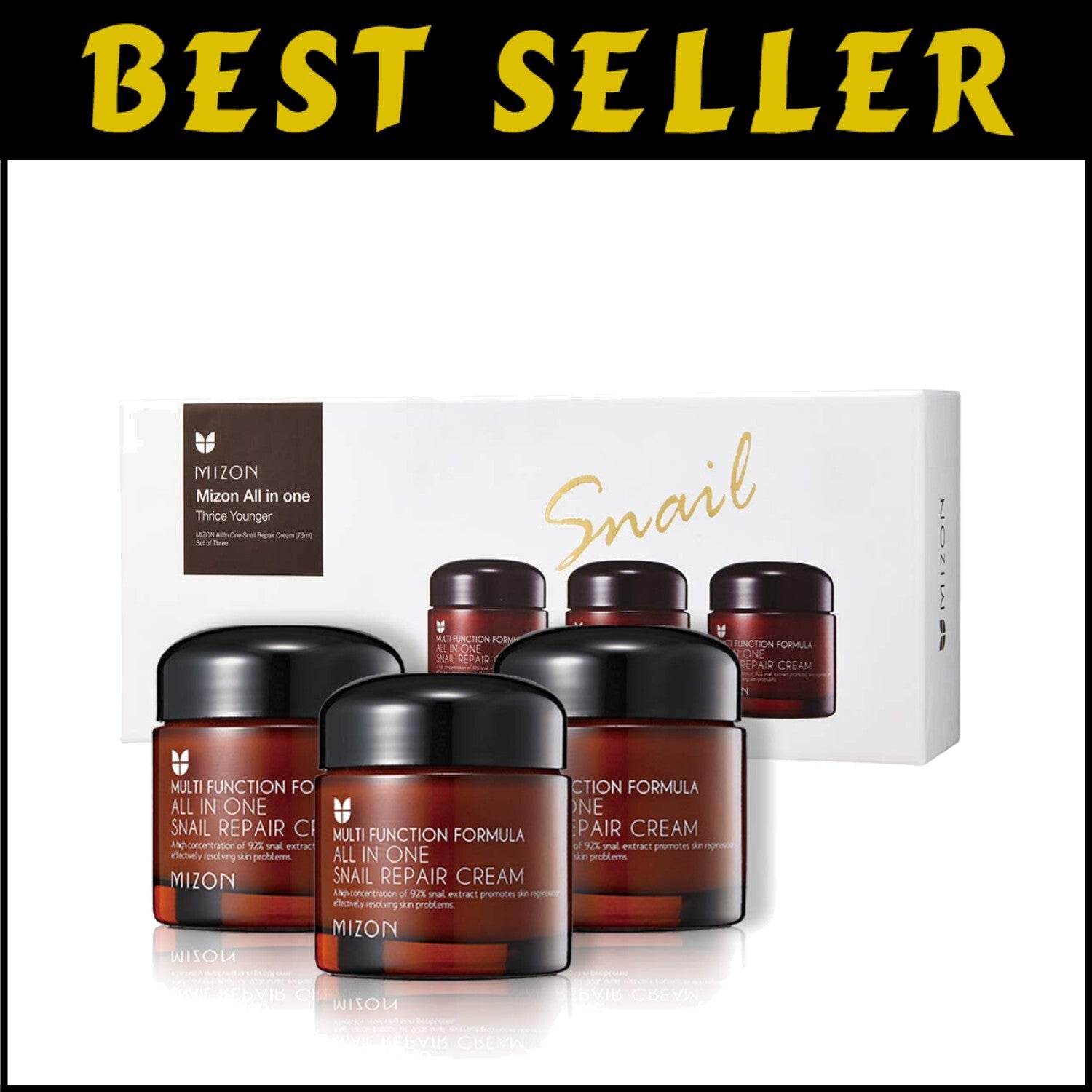 All-in-1 Snail Repair Cream 75ml - 3 Pack for Skin Regeneration & Hydration