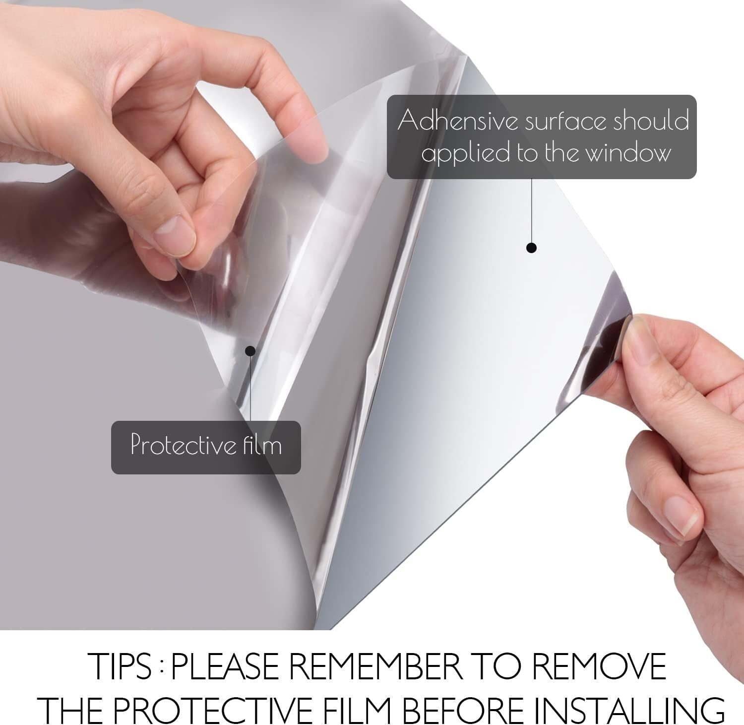 Black-Silver One Way Window Tint - UV Blocking & Easy Install, 35.4" x 16.4'